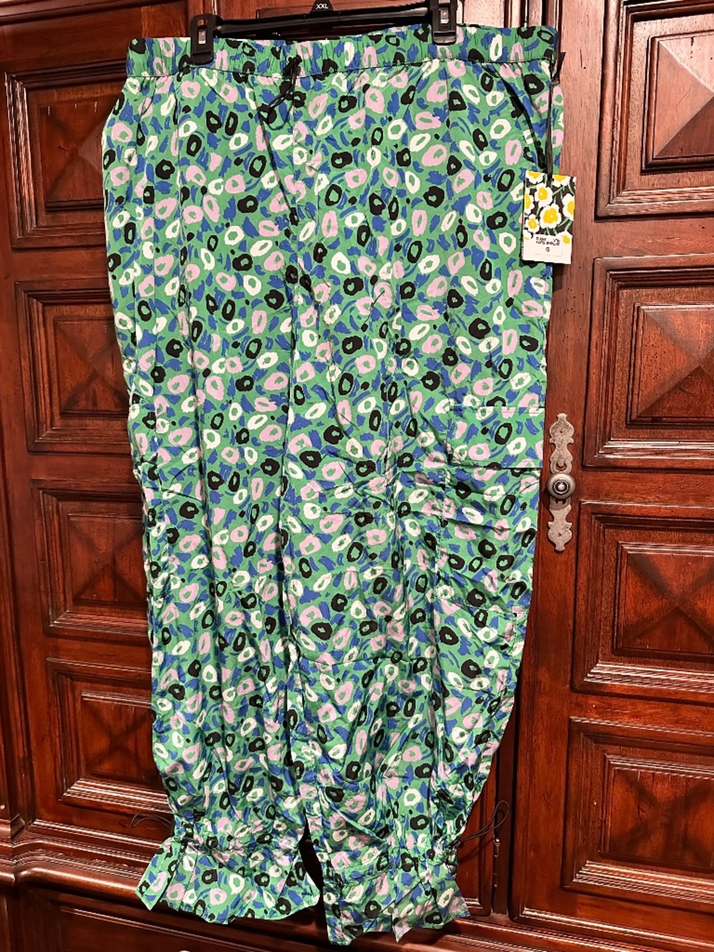 2X Designer Diane Von Furstenberg Nylon Athletic RIPSTOP pants gathered at ankle